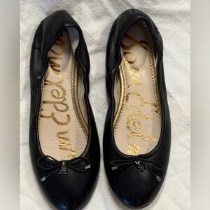 Sam Edelman Black Leather Flats with Bow Detail 6.5